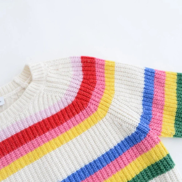 White + Warren Cream Pink Stripe Ribbed 25% Merino Wool Knit Cropped Sweater XS - Picture 11 of 11
